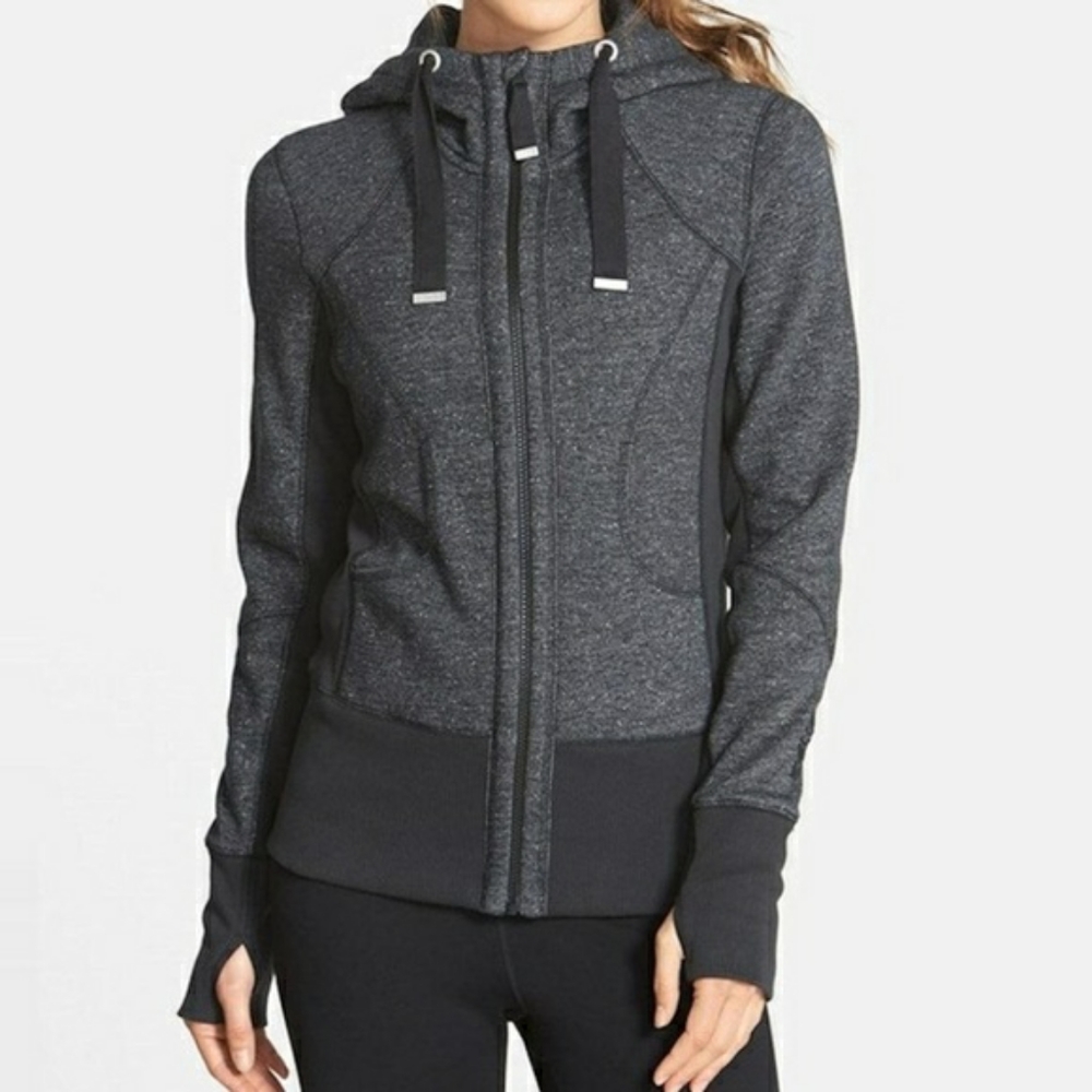 Zella Charcoal Grey Hoodie Sweatshirt w Zipper
